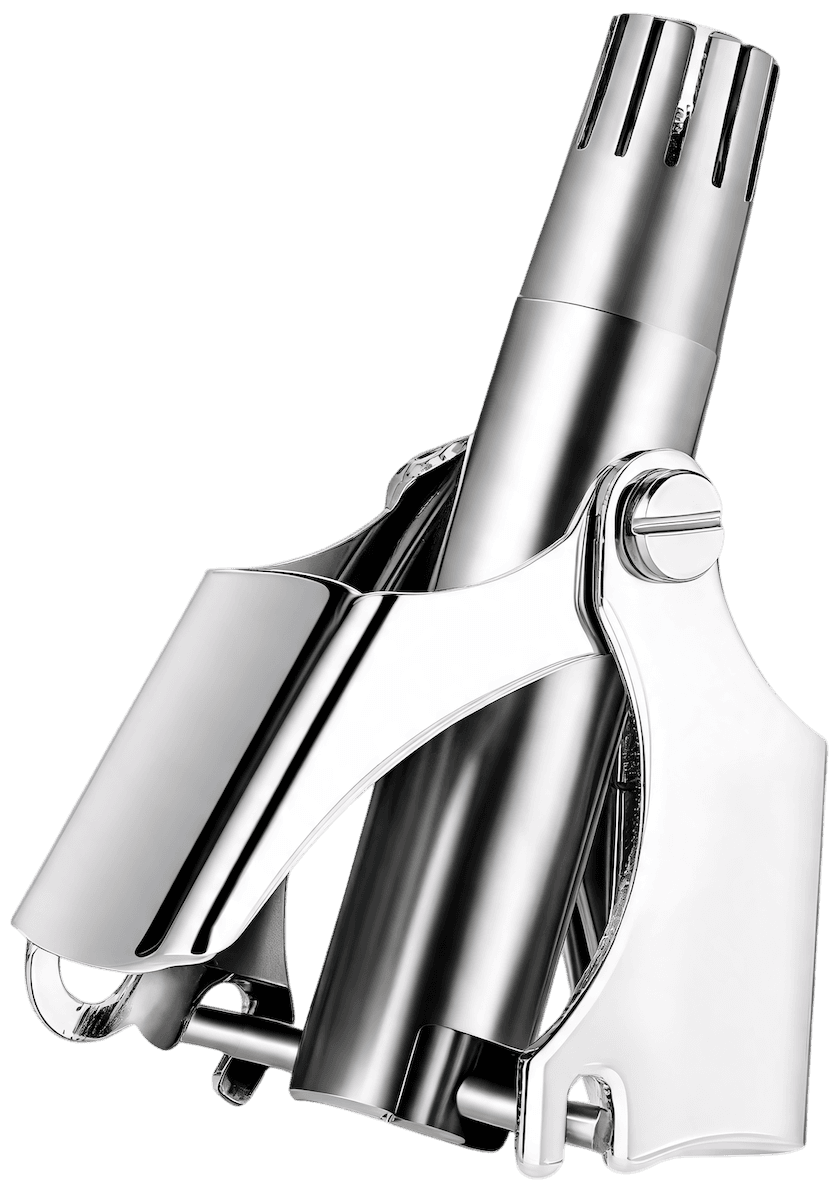 A small stainless-steel rotary trimmer on a warm linen surface, soft daylight.