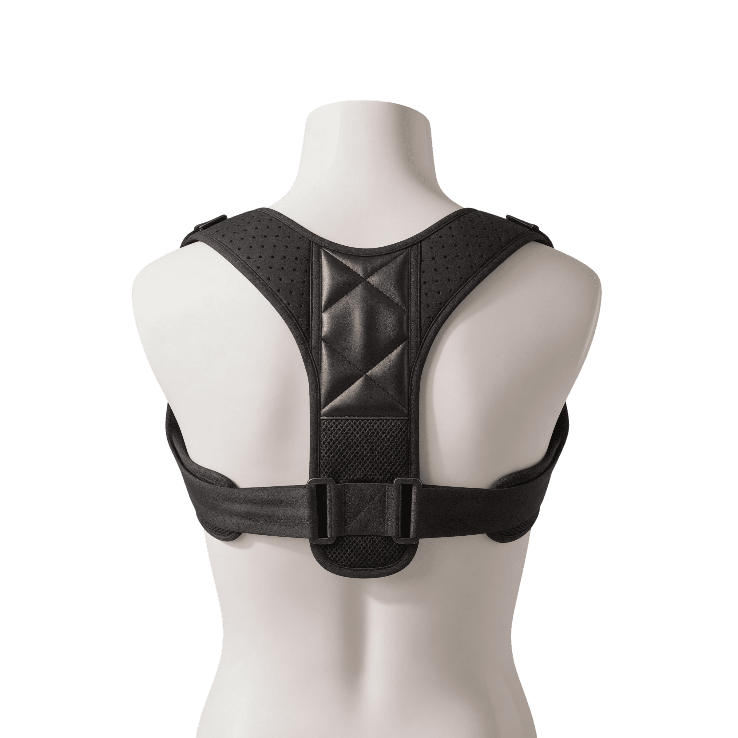 The Aligned Brace shown from behind on a light mannequin against a dark backdrop.
